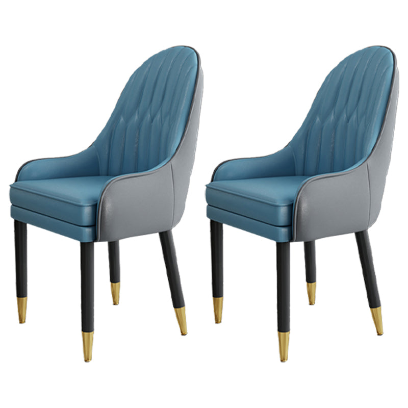Scandinavian Style Metal Chairs Solid Back Arm Kitchen Dining Chair Set Blue-Gray 2 Piece Set Clearhalo ' kitchen&dining_furn' 'Dining Chairs' 'Dining Tables & Seating' 'dining_chair' 'furn' 'furn_dining_chair' 'Furniture' 'furniture_dining_chair' 'Kitchen & Dining Furniture' 'kitchen' 3999283