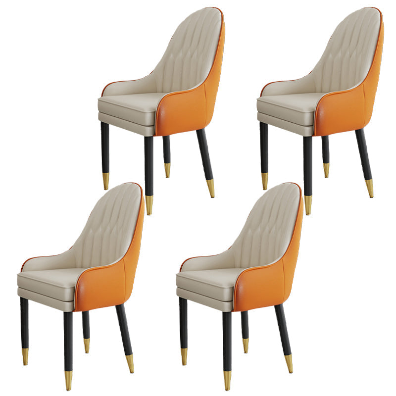 Scandinavian Style Metal Chairs Solid Back Arm Kitchen Dining Chair Set Orange White 4 Piece Set Clearhalo ' kitchen&dining_furn' 'Dining Chairs' 'Dining Tables & Seating' 'dining_chair' 'furn' 'furn_dining_chair' 'Furniture' 'furniture_dining_chair' 'Kitchen & Dining Furniture' 'kitchen' 3999284