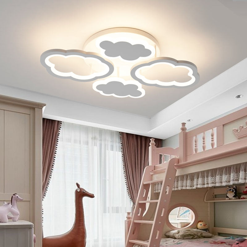 Kid Bedroom Cloud-Themed Ceiling Mounted Lights Acrylic Nordic in White Flush Mount Ceiling Light 4 White Clearhalo 'Ceiling Lights' 'Close To Ceiling Lights' 'Close to ceiling' 'Semi-flushmount' Lighting' 3_1bf55844-d1e8-4852-9f32-c0919cf49637