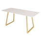 Industrial Style Dining Site Table Stone Sled Base Dining Room Home Furniture White Without Chairs Clearhalo ' dining_table' 'Dining Tables & Seating' 'Dining Tables' 'furn' 'furn_dining_table' 'Furniture' 'furniture_dining_table' 'Kitchen & Dining Furniture' 'kitchen&dining_furn' 'kitchen' 'kitchen_dining_table' 4000824
