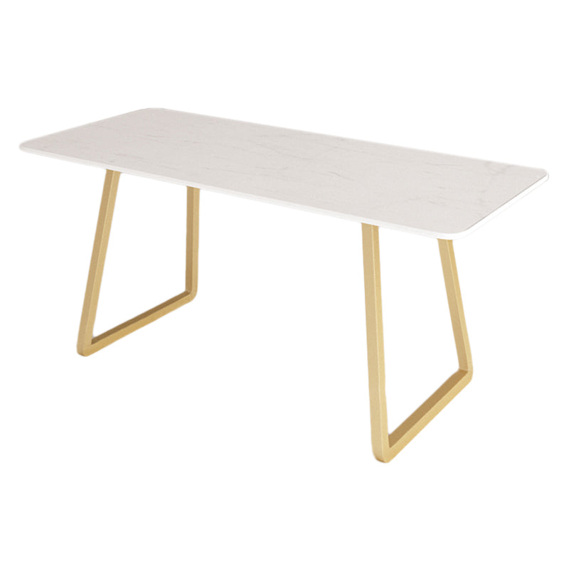 Industrial Style Dining Site Table Stone Sled Base Dining Room Home Furniture White Without Chairs Clearhalo ' dining_table' 'Dining Tables & Seating' 'Dining Tables' 'furn' 'furn_dining_table' 'Furniture' 'furniture_dining_table' 'Kitchen & Dining Furniture' 'kitchen&dining_furn' 'kitchen' 'kitchen_dining_table' 4000824