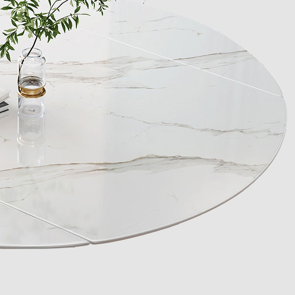 Traditional Luxury Round Drop-Leaf Dining Table Stone Furniture for Dining Room Clearhalo ' dining_table' 'Dining Tables & Seating' 'Dining Tables' 'furn' 'furn_dining_table' 'Furniture' 'furniture_dining_table' 'Kitchen & Dining Furniture' 'kitchen&dining_furn' 'kitchen' 'kitchen_dining_table' 4002328