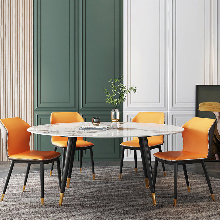 Traditional Luxury Round Drop-Leaf Dining Table Stone Furniture for Dining Room Clearhalo ' dining_table' 'Dining Tables & Seating' 'Dining Tables' 'furn' 'furn_dining_table' 'Furniture' 'furniture_dining_table' 'Kitchen & Dining Furniture' 'kitchen&dining_furn' 'kitchen' 'kitchen_dining_table' 4002334