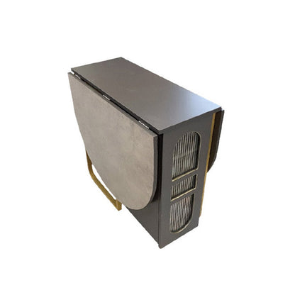 Contemporary Drop-Leaf Dining Room Collection Oval Table,15"L x 31.5"W x 29.5"H Manufactured Wood Gray Without Chairs Clearhalo ' dining_table' 'Dining Tables & Seating' 'Dining Tables' 'furn' 'furn_dining_table' 'Furniture' 'furniture_dining_table' 'Kitchen & Dining Furniture' 'kitchen&dining_furn' 'kitchen' 'kitchen_dining_table' 4002341