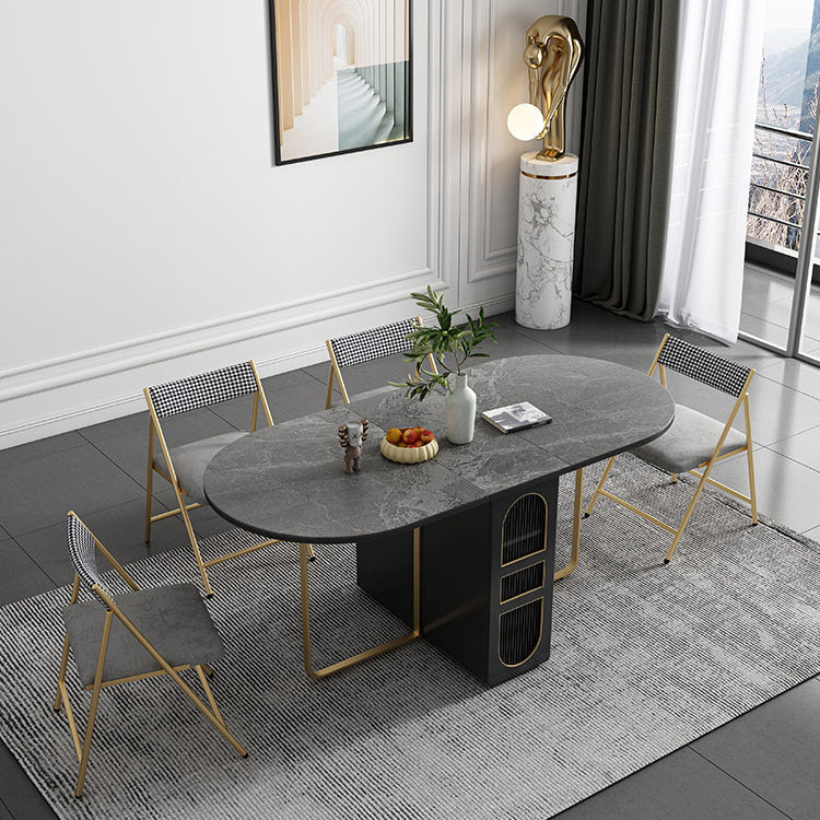 Contemporary Drop-Leaf Dining Room Collection Oval Table,15"L x 31.5"W x 29.5"H Clearhalo ' dining_table' 'Dining Tables & Seating' 'Dining Tables' 'furn' 'furn_dining_table' 'Furniture' 'furniture_dining_table' 'Kitchen & Dining Furniture' 'kitchen&dining_furn' 'kitchen' 'kitchen_dining_table' 4002343