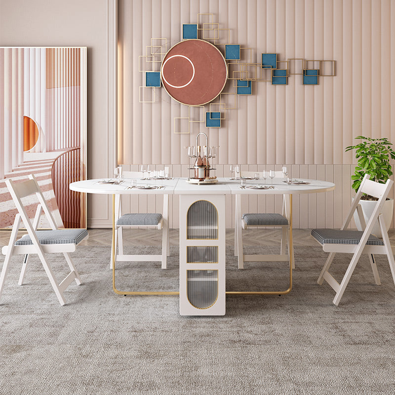 Contemporary Style Oval Dining Table Drop-Leaf Furniture ,15"L x 31.5"W x 29.5"H Clearhalo ' dining_table' 'Dining Tables & Seating' 'Dining Tables' 'furn' 'furn_dining_table' 'Furniture' 'furniture_dining_table' 'Kitchen & Dining Furniture' 'kitchen&dining_furn' 'kitchen' 'kitchen_dining_table' 4002351