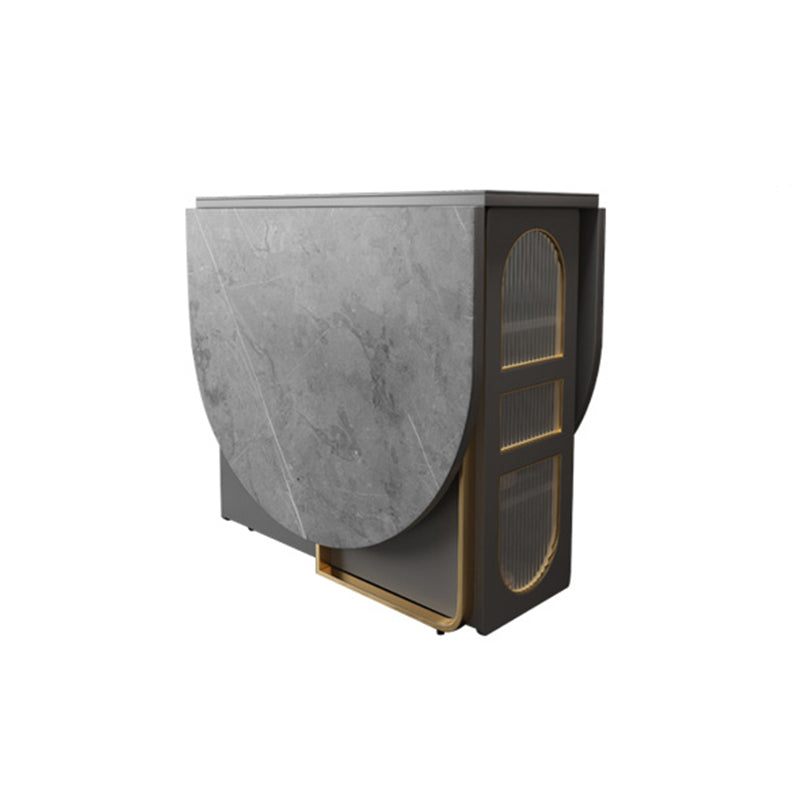 Contemporary Style Oval Dining Table Drop-Leaf Dinner Table,15"L x 31.5"W x 29.5"H Slate Gray Without Chairs Clearhalo ' dining_table' 'Dining Tables & Seating' 'Dining Tables' 'furn' 'furn_dining_table' 'Furniture' 'furniture_dining_table' 'Kitchen & Dining Furniture' 'kitchen&dining_furn' 'kitchen' 'kitchen_dining_table' 4002362