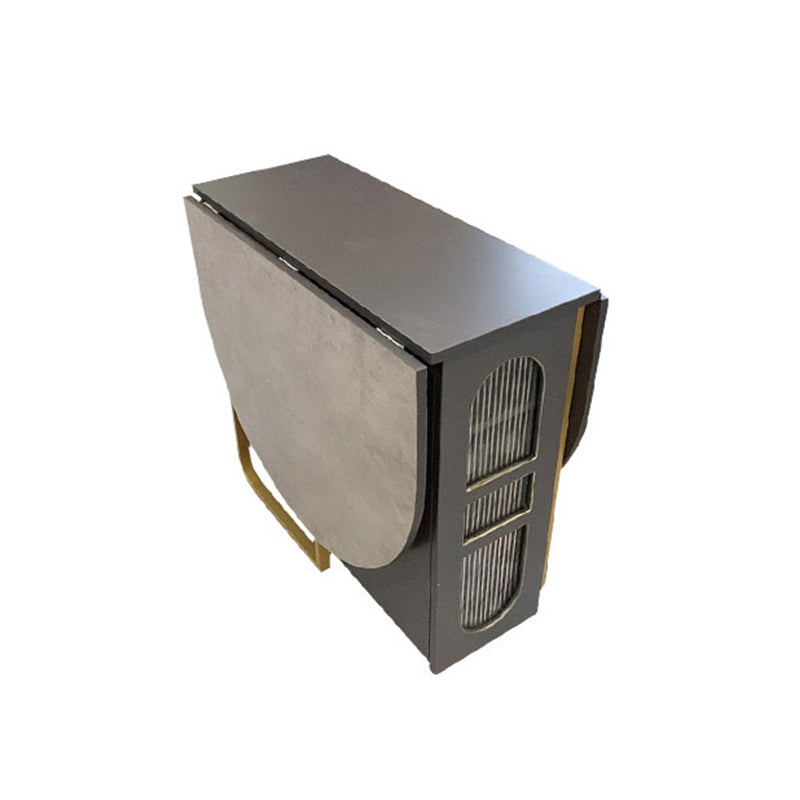 Contemporary Style Oval Dining Table Drop-Leaf Dinner Table,15"L x 31.5"W x 29.5"H Manufactured Wood Gray Without Chairs Clearhalo ' dining_table' 'Dining Tables & Seating' 'Dining Tables' 'furn' 'furn_dining_table' 'Furniture' 'furniture_dining_table' 'Kitchen & Dining Furniture' 'kitchen&dining_furn' 'kitchen' 'kitchen_dining_table' 4002363