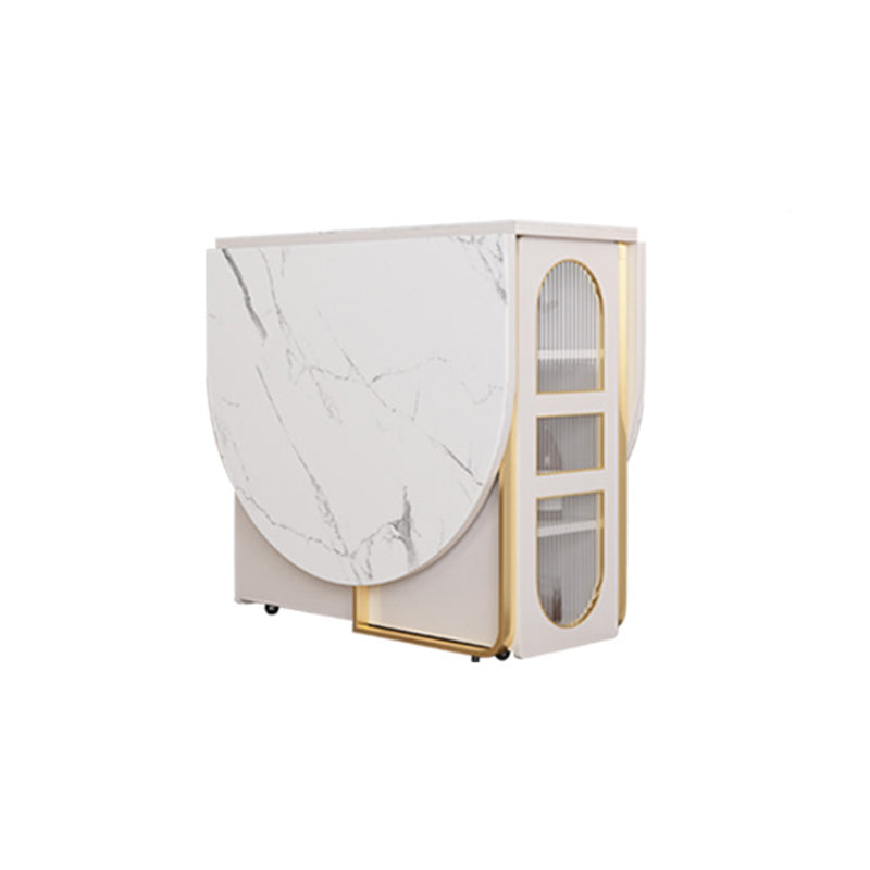 Contemporary Style Oval Dining Table Drop-Leaf Dinner Table,15"L x 31.5"W x 29.5"H Manufactured Wood White Without Chairs Clearhalo ' dining_table' 'Dining Tables & Seating' 'Dining Tables' 'furn' 'furn_dining_table' 'Furniture' 'furniture_dining_table' 'Kitchen & Dining Furniture' 'kitchen&dining_furn' 'kitchen' 'kitchen_dining_table' 4002365