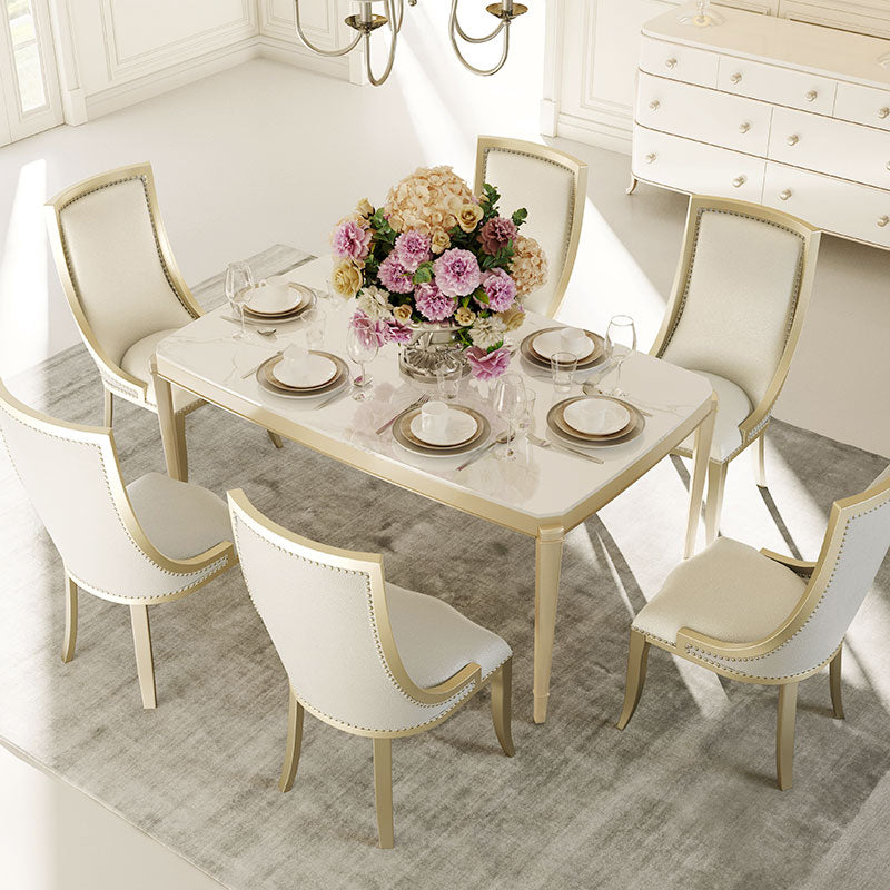 Solid Wood Mid-Century Modern Rectangle Table Sintered Stone Dining Table with 4 Legs Clearhalo ' dining_table' 'Dining Tables & Seating' 'Dining Tables' 'furn' 'furn_dining_table' 'Furniture' 'furniture_dining_table' 'Kitchen & Dining Furniture' 'kitchen&dining_furn' 'kitchen' 'kitchen_dining_table' 4002373