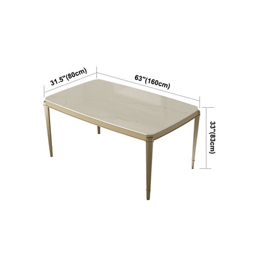 Solid Wood Mid-Century Modern Rectangle Table Sintered Stone Dining Table with 4 Legs