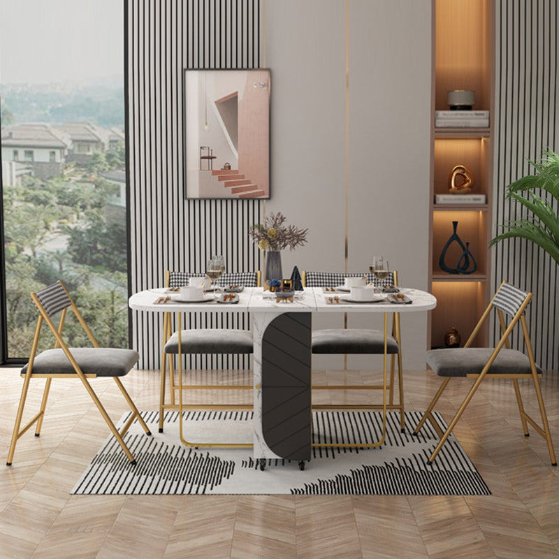 Contemporary Drop-Leaf Dining Room Collection Oval Furniture ,15"L x 31.5"W x 29.5"H Clearhalo ' dining_table' 'Dining Tables & Seating' 'Dining Tables' 'furn' 'furn_dining_table' 'Furniture' 'furniture_dining_table' 'Kitchen & Dining Furniture' 'kitchen&dining_furn' 'kitchen' 'kitchen_dining_table' 4002387