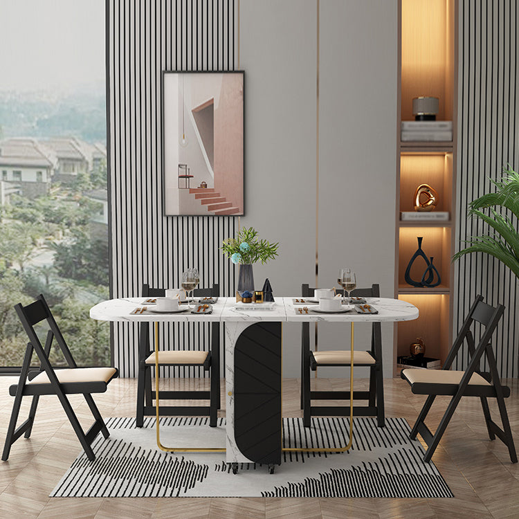 Contemporary Drop-Leaf Dining Room Collection Oval Furniture ,15"L x 31.5"W x 29.5"H Clearhalo ' dining_table' 'Dining Tables & Seating' 'Dining Tables' 'furn' 'furn_dining_table' 'Furniture' 'furniture_dining_table' 'Kitchen & Dining Furniture' 'kitchen&dining_furn' 'kitchen' 'kitchen_dining_table' 4002388