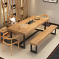 Metal Industrial Rectangle Dining Table Wood Top Table with Trestle Base Clearhalo ' dining_table' 'Dining Tables & Seating' 'Dining Tables' 'furn' 'furn_dining_table' 'Furniture' 'furniture_dining_table' 'Kitchen & Dining Furniture' 'kitchen&dining_furn' 'kitchen' 'kitchen_dining_table' 4002408