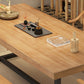 Metal Industrial Rectangle Dining Table Wood Top Table with Trestle Base Clearhalo ' dining_table' 'Dining Tables & Seating' 'Dining Tables' 'furn' 'furn_dining_table' 'Furniture' 'furniture_dining_table' 'Kitchen & Dining Furniture' 'kitchen&dining_furn' 'kitchen' 'kitchen_dining_table' 4002414
