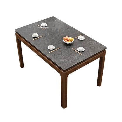 Mid-Century Sintered Stone Dining Table 4 Legs Solid Wood Base Rectangle Table for Home Brown Without Chairs Clearhalo ' dining_table' 'Dining Tables & Seating' 'Dining Tables' 'furn' 'furn_dining_table' 'Furniture' 'furniture_dining_table' 'Kitchen & Dining Furniture' 'kitchen&dining_furn' 'kitchen' 'kitchen_dining_table' 4002426