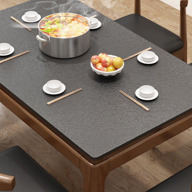 Mid-Century Sintered Stone Dining Table 4 Legs Solid Wood Base Rectangle Table for Home Clearhalo ' dining_table' 'Dining Tables & Seating' 'Dining Tables' 'furn' 'furn_dining_table' 'Furniture' 'furniture_dining_table' 'Kitchen & Dining Furniture' 'kitchen&dining_furn' 'kitchen' 'kitchen_dining_table' 4002428