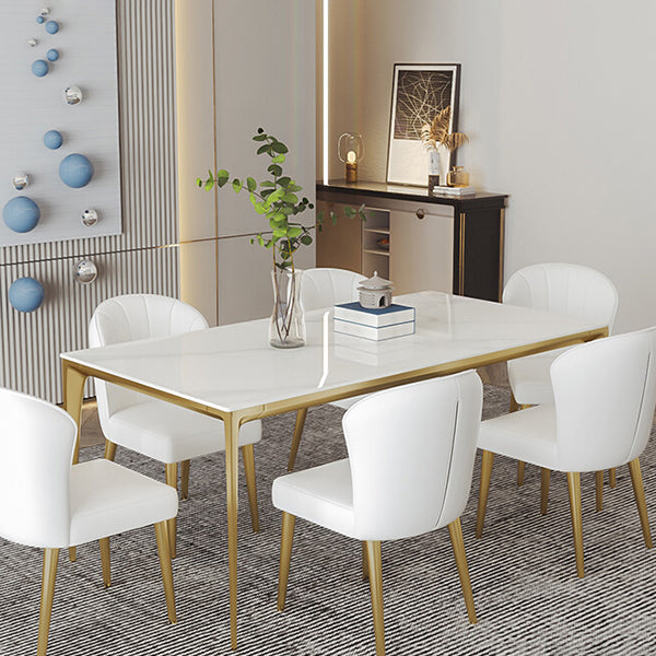 Sintered Stone Dining Table Luxury Style 4 Legs Base Rectangle Table for Dining Room Clearhalo ' dining_table' 'Dining Tables & Seating' 'Dining Tables' 'furn' 'furn_dining_table' 'Furniture' 'furniture_dining_table' 'Kitchen & Dining Furniture' 'kitchen&dining_furn' 'kitchen' 'kitchen_dining_table' 4002436
