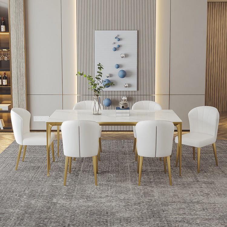 Sintered Stone Dining Table Luxury Style 4 Legs Base Rectangle Table for Dining Room Clearhalo ' dining_table' 'Dining Tables & Seating' 'Dining Tables' 'furn' 'furn_dining_table' 'Furniture' 'furniture_dining_table' 'Kitchen & Dining Furniture' 'kitchen&dining_furn' 'kitchen' 'kitchen_dining_table' 4002437