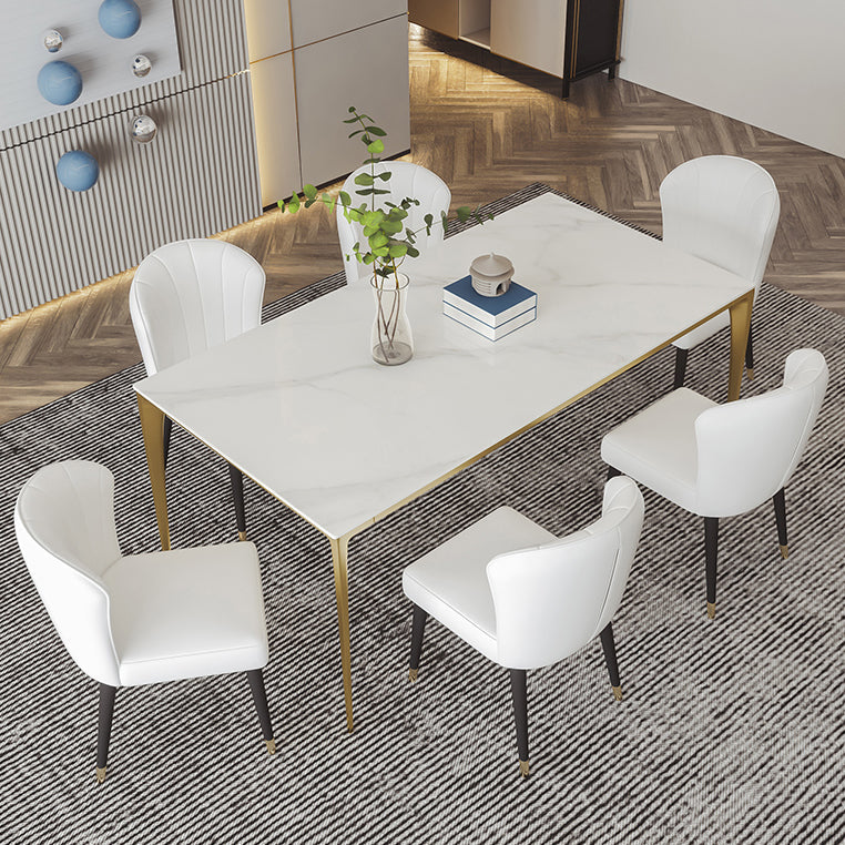 Sintered Stone Dining Table Luxury Style 4 Legs Base Rectangle Table for Dining Room Clearhalo ' dining_table' 'Dining Tables & Seating' 'Dining Tables' 'furn' 'furn_dining_table' 'Furniture' 'furniture_dining_table' 'Kitchen & Dining Furniture' 'kitchen&dining_furn' 'kitchen' 'kitchen_dining_table' 4002447