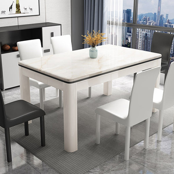 Mid-Century Home Marble Dining Table Rectangle Shape Table with 4 Legs Base Clearhalo ' dining_table' 'Dining Tables & Seating' 'Dining Tables' 'furn' 'furn_dining_table' 'Furniture' 'furniture_dining_table' 'Kitchen & Dining Furniture' 'kitchen&dining_furn' 'kitchen' 'kitchen_dining_table' 4002454