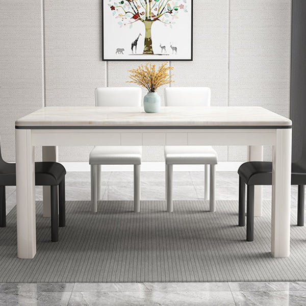 Mid-Century Home Marble Dining Table Rectangle Shape Table with 4 Legs Base Clearhalo ' dining_table' 'Dining Tables & Seating' 'Dining Tables' 'furn' 'furn_dining_table' 'Furniture' 'furniture_dining_table' 'Kitchen & Dining Furniture' 'kitchen&dining_furn' 'kitchen' 'kitchen_dining_table' 4002455