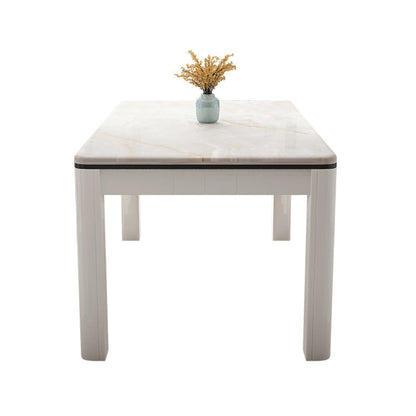 Mid-Century Home Marble Dining Table Rectangle Shape Table with 4 Legs Base Without Chairs Clearhalo ' dining_table' 'Dining Tables & Seating' 'Dining Tables' 'furn' 'furn_dining_table' 'Furniture' 'furniture_dining_table' 'Kitchen & Dining Furniture' 'kitchen&dining_furn' 'kitchen' 'kitchen_dining_table' 4002457