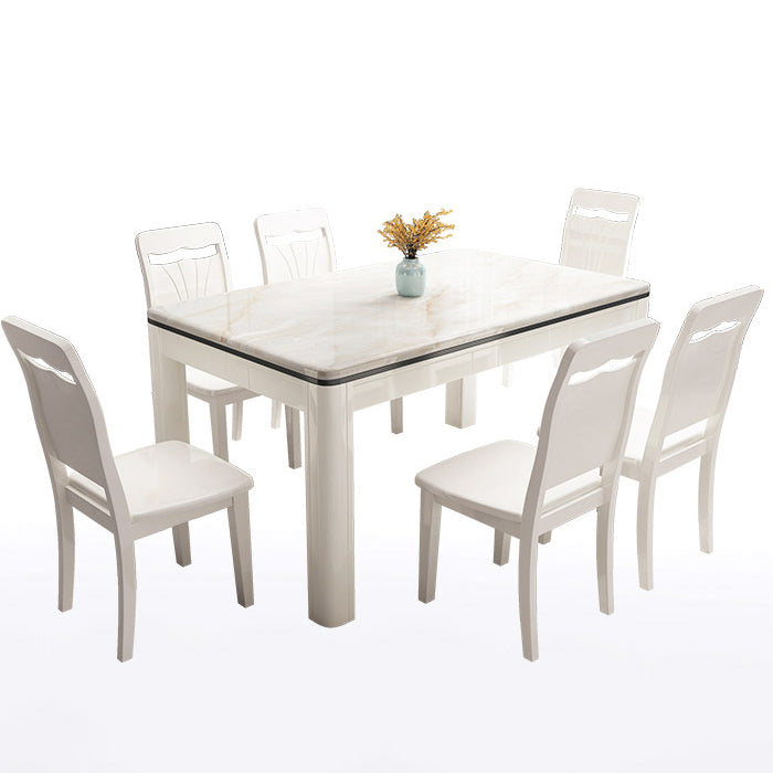 Mid-Century Home Marble Dining Table Rectangle Shape Table with 4 Legs Base Clearhalo ' dining_table' 'Dining Tables & Seating' 'Dining Tables' 'furn' 'furn_dining_table' 'Furniture' 'furniture_dining_table' 'Kitchen & Dining Furniture' 'kitchen&dining_furn' 'kitchen' 'kitchen_dining_table' 4002461