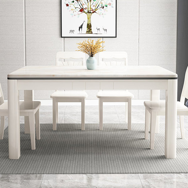 Mid-Century Home Marble Dining Table Rectangle Shape Table with 4 Legs Base Clearhalo ' dining_table' 'Dining Tables & Seating' 'Dining Tables' 'furn' 'furn_dining_table' 'Furniture' 'furniture_dining_table' 'Kitchen & Dining Furniture' 'kitchen&dining_furn' 'kitchen' 'kitchen_dining_table' 4002462