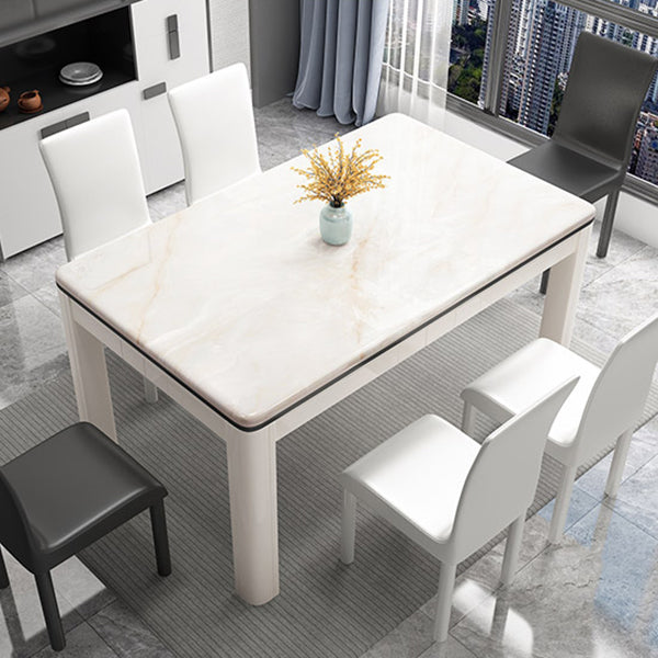 Mid-Century Home Marble Dining Table Rectangle Shape Table with 4 Legs Base Clearhalo ' dining_table' 'Dining Tables & Seating' 'Dining Tables' 'furn' 'furn_dining_table' 'Furniture' 'furniture_dining_table' 'Kitchen & Dining Furniture' 'kitchen&dining_furn' 'kitchen' 'kitchen_dining_table' 4002465