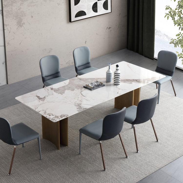 Sintered Stone Dining Table Luxury Style Double Pedestal Base Table for Home Clearhalo ' dining_table' 'Dining Tables & Seating' 'Dining Tables' 'furn' 'furn_dining_table' 'Furniture' 'furniture_dining_table' 'Kitchen & Dining Furniture' 'kitchen&dining_furn' 'kitchen' 'kitchen_dining_table' 4002479