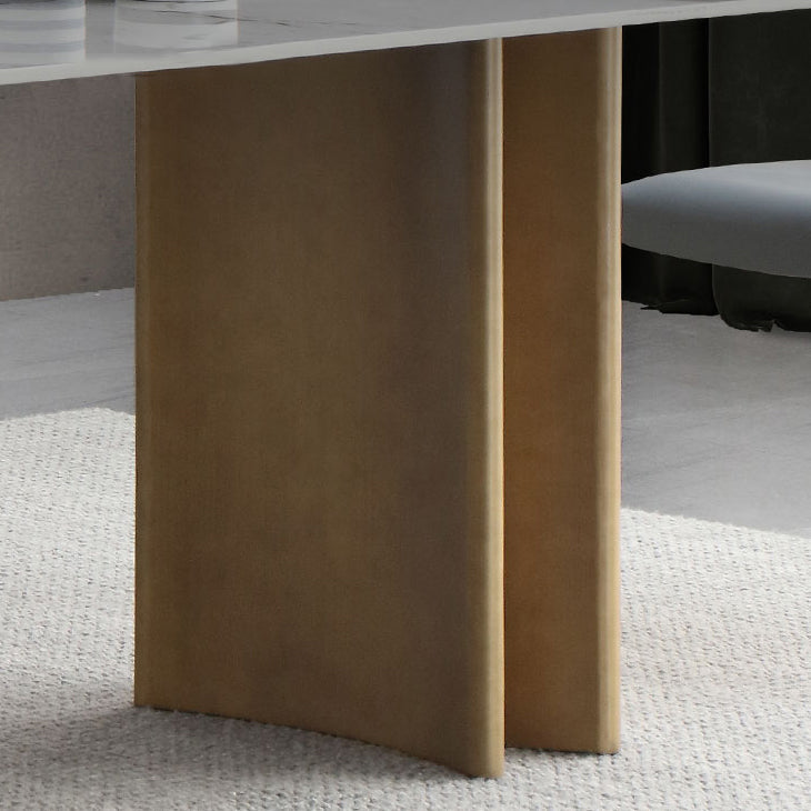 Sintered Stone Dining Table Luxury Style Double Pedestal Base Table for Home Clearhalo ' dining_table' 'Dining Tables & Seating' 'Dining Tables' 'furn' 'furn_dining_table' 'Furniture' 'furniture_dining_table' 'Kitchen & Dining Furniture' 'kitchen&dining_furn' 'kitchen' 'kitchen_dining_table' 4002486