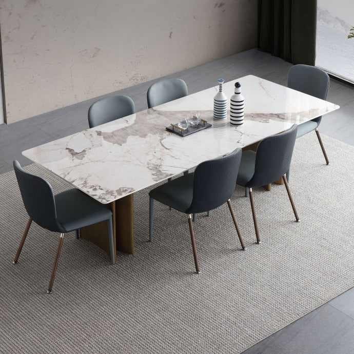 Sintered Stone Dining Table Luxury Style Double Pedestal Base Table for Home Clearhalo ' dining_table' 'Dining Tables & Seating' 'Dining Tables' 'furn' 'furn_dining_table' 'Furniture' 'furniture_dining_table' 'Kitchen & Dining Furniture' 'kitchen&dining_furn' 'kitchen' 'kitchen_dining_table' 4002487