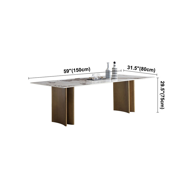 Sintered Stone Dining Table Luxury Style Double Pedestal Base Table for Home Clearhalo ' dining_table' 'Dining Tables & Seating' 'Dining Tables' 'furn' 'furn_dining_table' 'Furniture' 'furniture_dining_table' 'Kitchen & Dining Furniture' 'kitchen&dining_furn' 'kitchen' 'kitchen_dining_table' 4002489