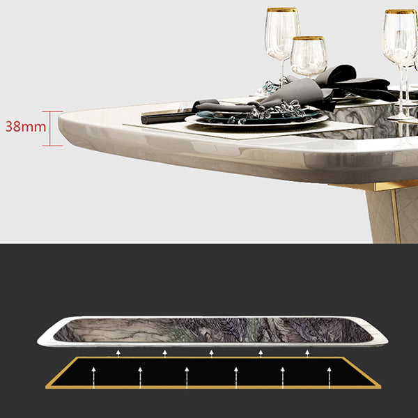 Glam Marble Rectangle Shape Dining Table Standard Kitchen Dining Table with Pedestal Base Clearhalo ' dining_table' 'Dining Tables & Seating' 'Dining Tables' 'furn' 'furn_dining_table' 'Furniture' 'furniture_dining_table' 'Kitchen & Dining Furniture' 'kitchen&dining_furn' 'kitchen' 'kitchen_dining_table' 4002498