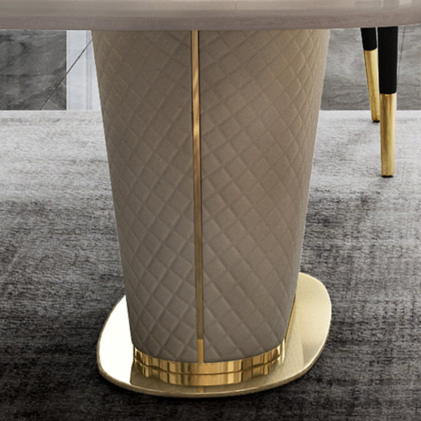 Glam Marble Rectangle Shape Dining Table Standard Kitchen Dining Table with Pedestal Base Clearhalo ' dining_table' 'Dining Tables & Seating' 'Dining Tables' 'furn' 'furn_dining_table' 'Furniture' 'furniture_dining_table' 'Kitchen & Dining Furniture' 'kitchen&dining_furn' 'kitchen' 'kitchen_dining_table' 4002500