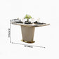 Glam Marble Rectangle Shape Dining Table Standard Kitchen Dining Table with Pedestal Base Clearhalo ' dining_table' 'Dining Tables & Seating' 'Dining Tables' 'furn' 'furn_dining_table' 'Furniture' 'furniture_dining_table' 'Kitchen & Dining Furniture' 'kitchen&dining_furn' 'kitchen' 'kitchen_dining_table' 4002502