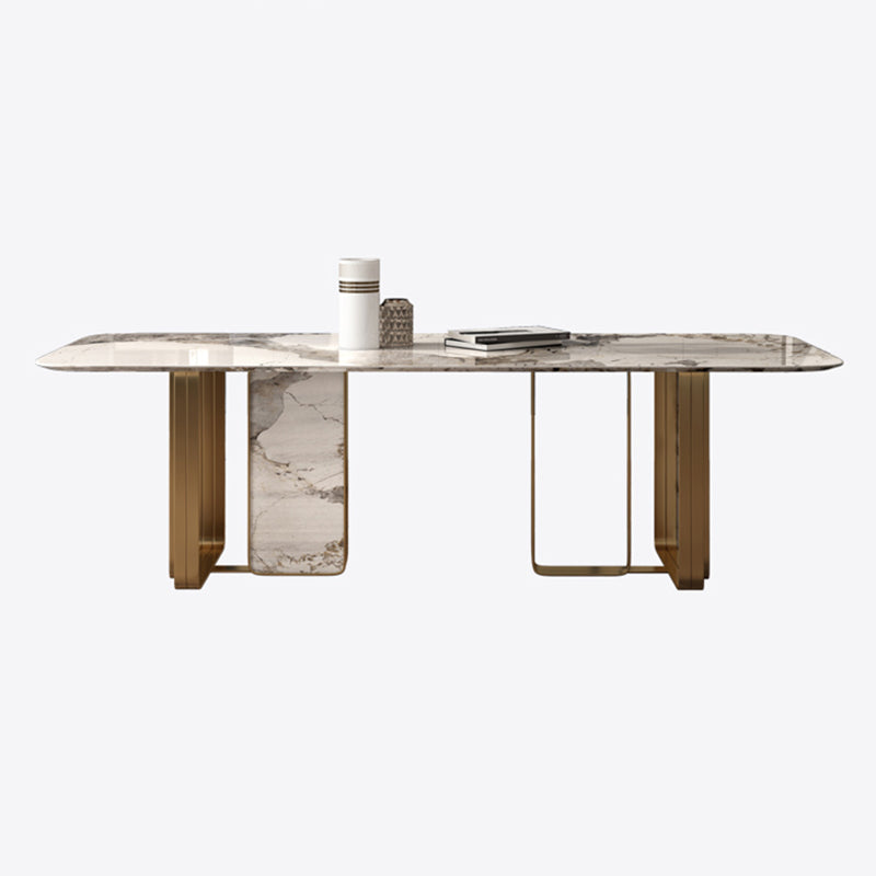 Glam Sintered Stone Gray Dining Table Standard Rectangle Shape Dining Table for Kitchen Without Chairs Clearhalo ' dining_table' 'Dining Tables & Seating' 'Dining Tables' 'furn' 'furn_dining_table' 'Furniture' 'furniture_dining_table' 'Kitchen & Dining Furniture' 'kitchen&dining_furn' 'kitchen' 'kitchen_dining_table' 4002509