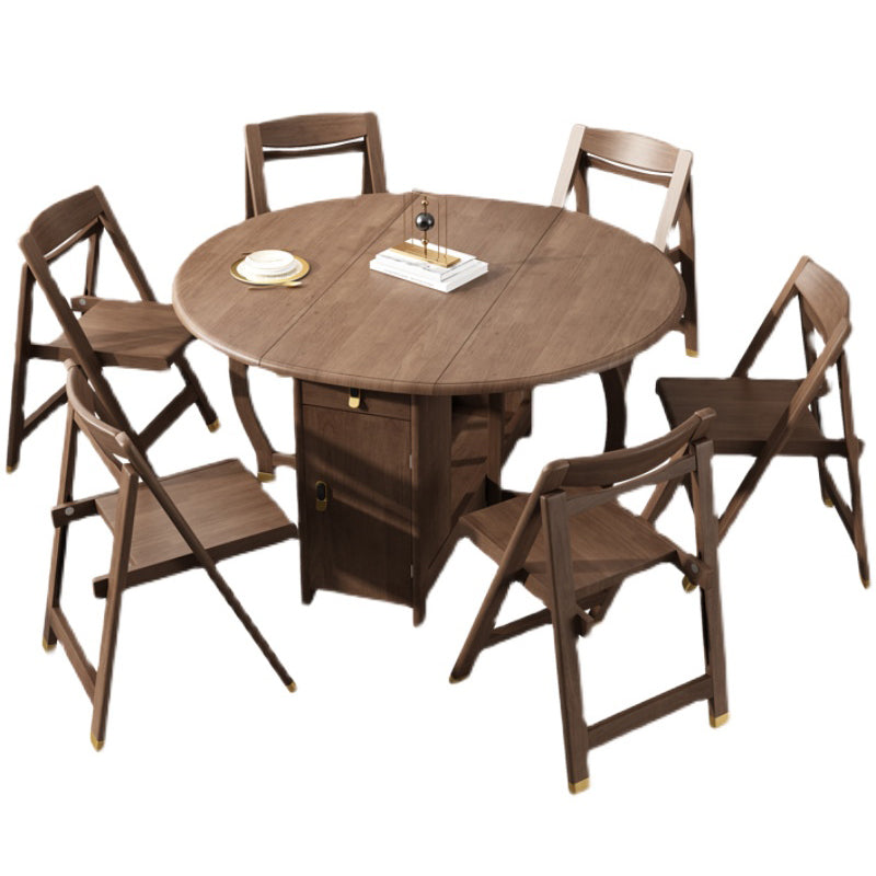 Mid-Century Modern Dining Table Round Solid Wood Brown Dining Table for Home Use Clearhalo ' dining_table' 'Dining Tables & Seating' 'Dining Tables' 'furn' 'furn_dining_table' 'Furniture' 'furniture_dining_table' 'Kitchen & Dining Furniture' 'kitchen&dining_furn' 'kitchen' 'kitchen_dining_table' 4002538