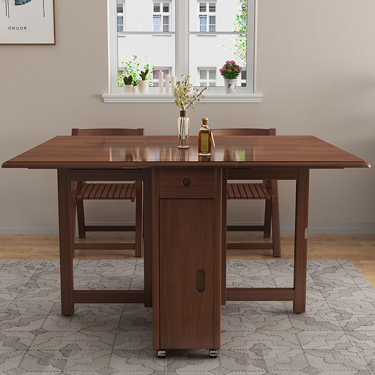 Mid-Century Modern Brown Dining Table Solid Wood Drop-Leaf Dining Table for Home Use Clearhalo ' dining_table' 'Dining Tables & Seating' 'Dining Tables' 'furn' 'furn_dining_table' 'Furniture' 'furniture_dining_table' 'Kitchen & Dining Furniture' 'kitchen&dining_furn' 'kitchen' 'kitchen_dining_table' 4002549