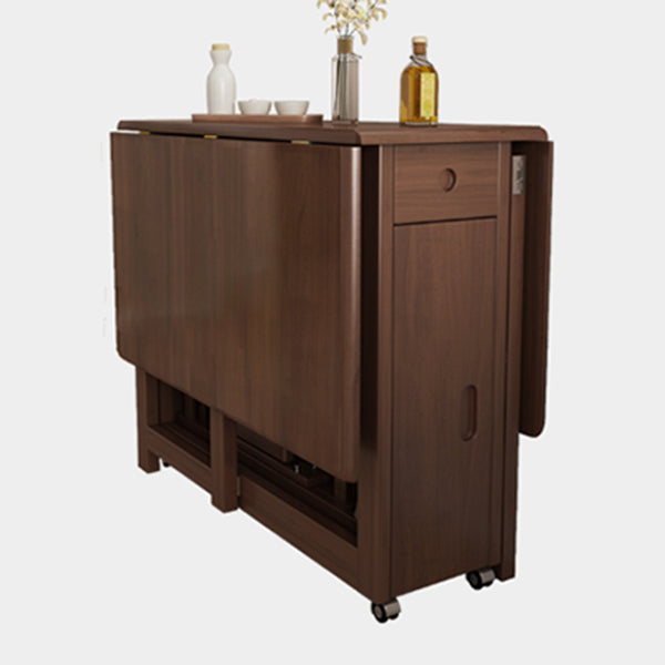 Mid-Century Modern Brown Dining Table Solid Wood Drop-Leaf Dining Table for Home Use Clearhalo ' dining_table' 'Dining Tables & Seating' 'Dining Tables' 'furn' 'furn_dining_table' 'Furniture' 'furniture_dining_table' 'Kitchen & Dining Furniture' 'kitchen&dining_furn' 'kitchen' 'kitchen_dining_table' 4002558
