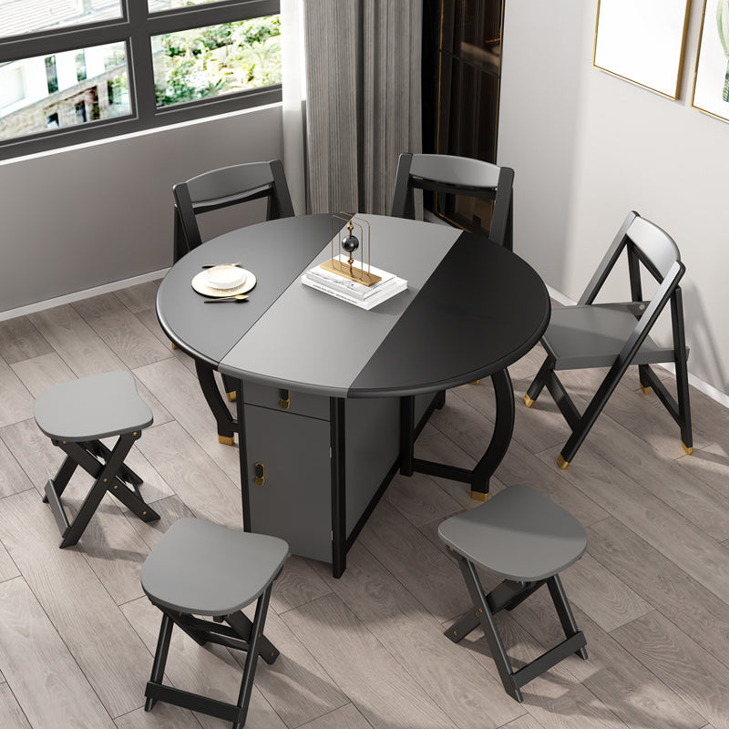 Mid-Century Modern Dining Table Round Solid Wood Drop-Leaf Dining Table for Home Use Clearhalo ' dining_table' 'Dining Tables & Seating' 'Dining Tables' 'furn' 'furn_dining_table' 'Furniture' 'furniture_dining_table' 'Kitchen & Dining Furniture' 'kitchen&dining_furn' 'kitchen' 'kitchen_dining_table' 4002563