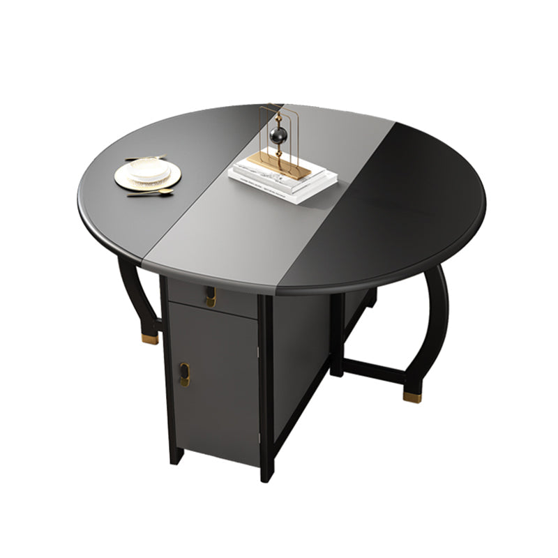 Mid-Century Modern Dining Table Round Solid Wood Drop-Leaf Dining Table for Home Use Without Chairs Clearhalo ' dining_table' 'Dining Tables & Seating' 'Dining Tables' 'furn' 'furn_dining_table' 'Furniture' 'furniture_dining_table' 'Kitchen & Dining Furniture' 'kitchen&dining_furn' 'kitchen' 'kitchen_dining_table' 4002567