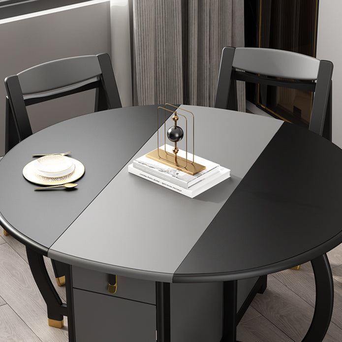 Mid-Century Modern Dining Table Round Solid Wood Drop-Leaf Dining Table for Home Use Clearhalo ' dining_table' 'Dining Tables & Seating' 'Dining Tables' 'furn' 'furn_dining_table' 'Furniture' 'furniture_dining_table' 'Kitchen & Dining Furniture' 'kitchen&dining_furn' 'kitchen' 'kitchen_dining_table' 4002568