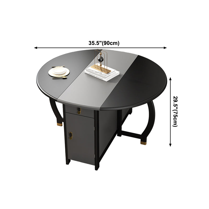 Mid-Century Modern Dining Table Round Solid Wood Drop-Leaf Dining Table for Home Use Clearhalo ' dining_table' 'Dining Tables & Seating' 'Dining Tables' 'furn' 'furn_dining_table' 'Furniture' 'furniture_dining_table' 'Kitchen & Dining Furniture' 'kitchen&dining_furn' 'kitchen' 'kitchen_dining_table' 4002573