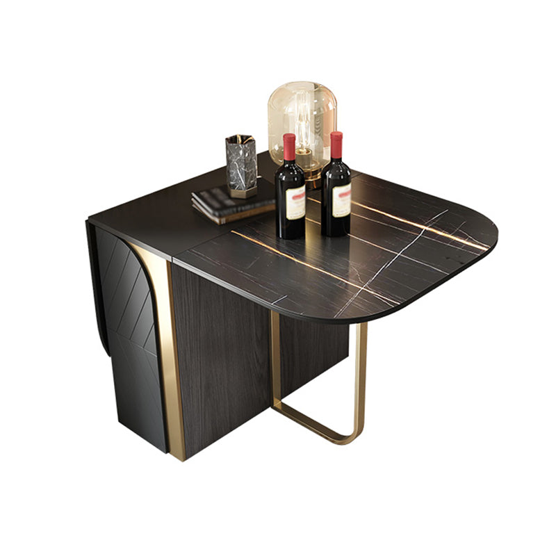 Modern Style Rectangle Dining Table Drop-Leaf 62" Table with Metal Base for Home Use Black Without Chairs Clearhalo ' dining_table' 'Dining Tables & Seating' 'Dining Tables' 'furn' 'furn_dining_table' 'Furniture' 'furniture_dining_table' 'Kitchen & Dining Furniture' 'kitchen&dining_furn' 'kitchen' 'kitchen_dining_table' 4002576