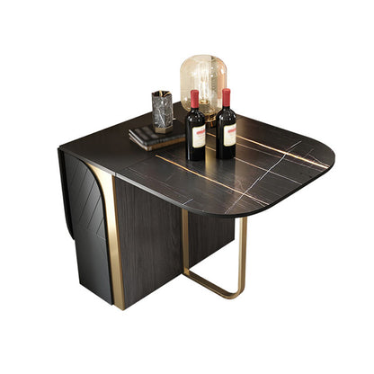Modern Style Rectangle Dining Table Drop-Leaf 62" Table with Metal Base for Home Use Black Without Chairs Clearhalo ' dining_table' 'Dining Tables & Seating' 'Dining Tables' 'furn' 'furn_dining_table' 'Furniture' 'furniture_dining_table' 'Kitchen & Dining Furniture' 'kitchen&dining_furn' 'kitchen' 'kitchen_dining_table' 4002576