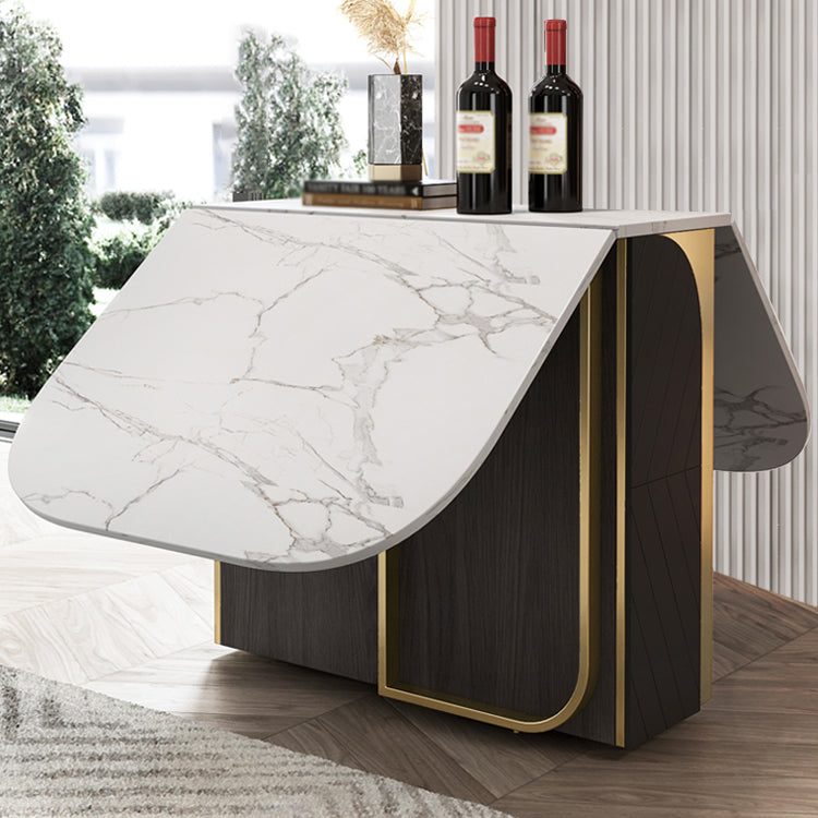Modern Style Rectangle Dining Table Drop-Leaf 62" Table with Metal Base for Home Use Clearhalo ' dining_table' 'Dining Tables & Seating' 'Dining Tables' 'furn' 'furn_dining_table' 'Furniture' 'furniture_dining_table' 'Kitchen & Dining Furniture' 'kitchen&dining_furn' 'kitchen' 'kitchen_dining_table' 4002578