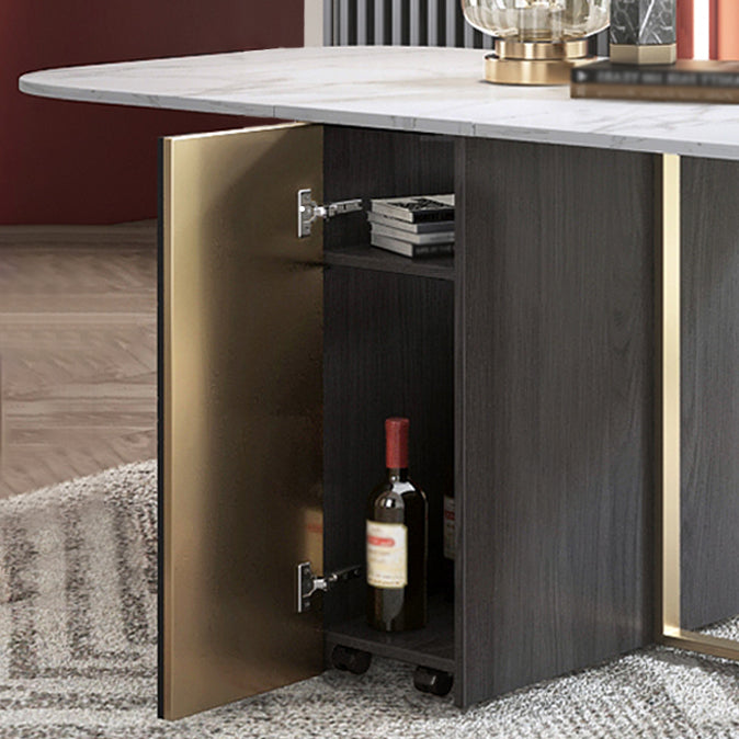 Modern Style Rectangle Dining Table Drop-Leaf 62" Table with Metal Base for Home Use Clearhalo ' dining_table' 'Dining Tables & Seating' 'Dining Tables' 'furn' 'furn_dining_table' 'Furniture' 'furniture_dining_table' 'Kitchen & Dining Furniture' 'kitchen&dining_furn' 'kitchen' 'kitchen_dining_table' 4002579