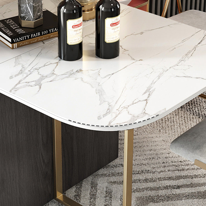 Modern Style Rectangle Dining Table Drop-Leaf 62" Table with Metal Base for Home Use Clearhalo ' dining_table' 'Dining Tables & Seating' 'Dining Tables' 'furn' 'furn_dining_table' 'Furniture' 'furniture_dining_table' 'Kitchen & Dining Furniture' 'kitchen&dining_furn' 'kitchen' 'kitchen_dining_table' 4002580